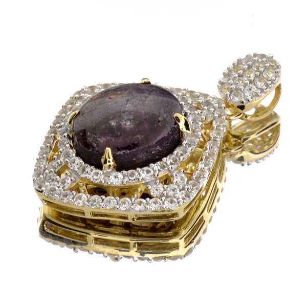 APP: 3k 13CT Ruby & Sapphire 14kt Sterl Silver Pendant: 13.67CT Ruby and Sapphire 14kt Over Sterling Silver Pendant