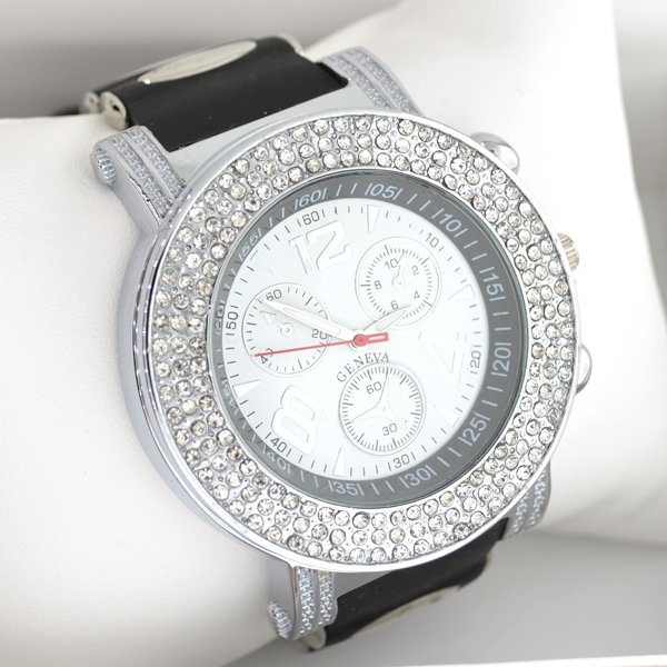 Geneva Men's Stainless Steel Silver & Crystal Watch: Geneva Men's Stainless Steel Silver & Crystal Round Watch Item
