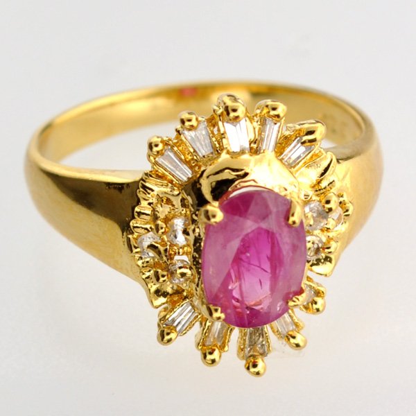 APP: 4k Ruby & Diamond 14kt. Sterl Silver Ring: 0.25CT Ruby and Diamond 14kt. Over Sterling Silver Ring Retai