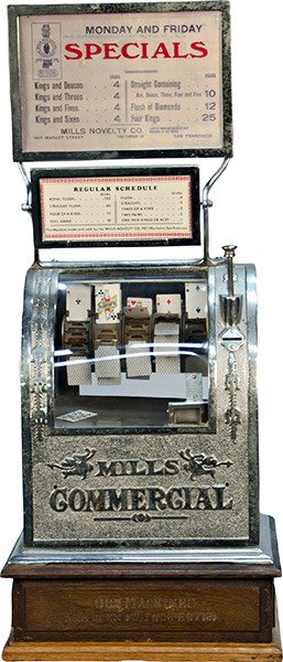5 Cent Mills Novelty 5-Reel Poker Card Stimulator c1903: 5 Cent Mills Novelty 5-Reel Poker Card Stimulator c190