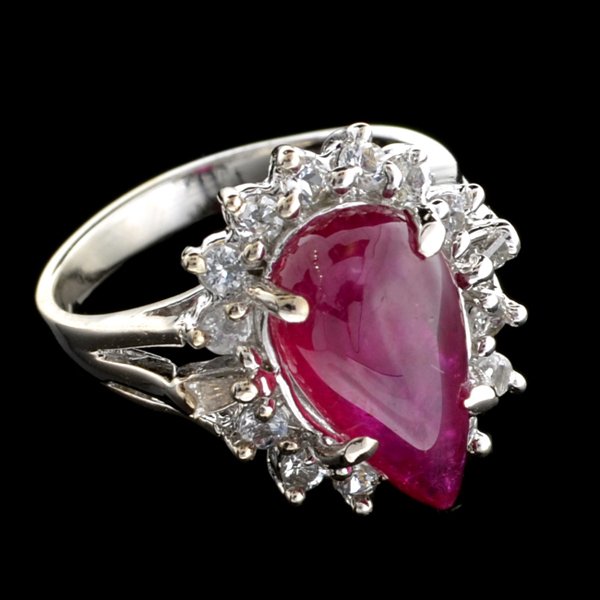APP: 5k 5CT Ruby & Diamond Plat Over Sterl Silver Ring: 5.48CT Ruby and Diamond Platinum Over Sterling Silver Ring