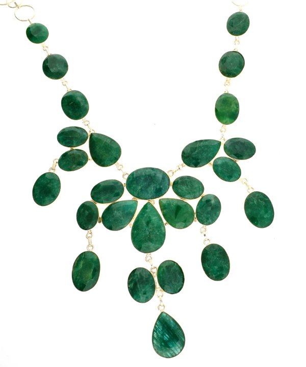 APP: 25k 307CT Mixed Cut Grn Beryl & Silver Necklace: 307.43CT Mixed Cut Green Beryl and Sterling Silver Neckla