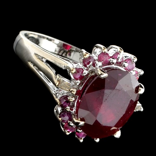 APP: 10k 8CT Ruby & Diamond Sterl Silver Ring: 8.53CT Ruby and Diamond Platinum Over Sterling Silver Ring