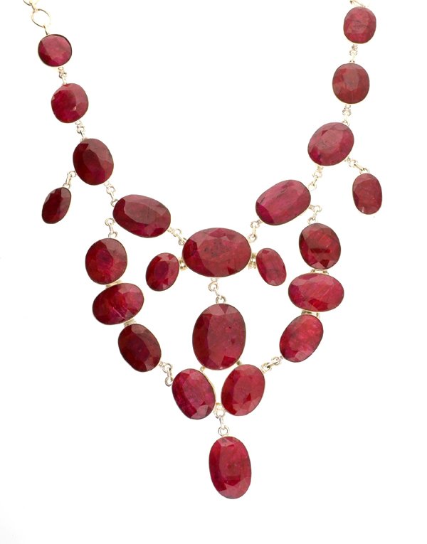 APP: 28k 405CT Oval Cut Ruby & Sterl Silver Necklace: 405.22CT Oval Cut Ruby and Sterling Silver Necklace Retail R