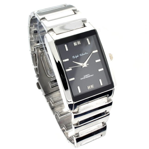 Ralph Valentin Men's Stainless & Silver Diamond Watch: Ralph Valentin Men's Stainless Steel Black & Silver Diam