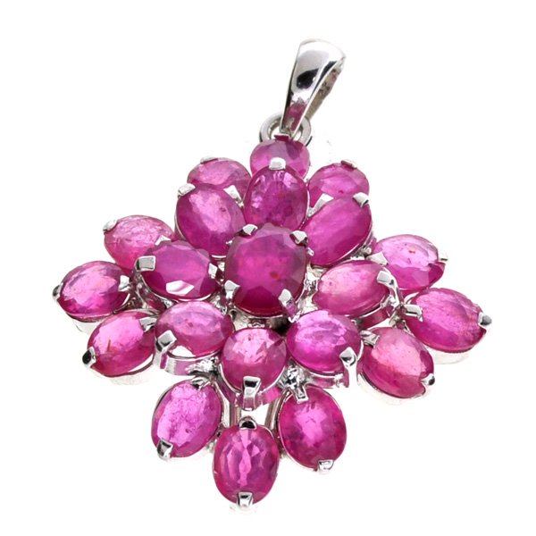 APP: 6k 7CT Oval Cut Ruby & Sterl Silver Pendant: 7.79CT Oval Cut Ruby and Platinum Over Sterling Silver P
