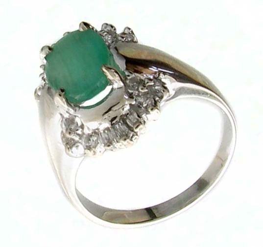 APP: 3k 1CT Emerald & Diamond Sterl Silver Ring: 1.72CT Emerald and Diamond Platinum Over Sterling Silver Rin