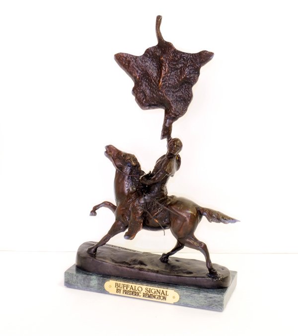 Buffalo Signal- By Frederic Remington- Bronze Reissue: Buffalo Signal- By Frederic Remington- Bronze