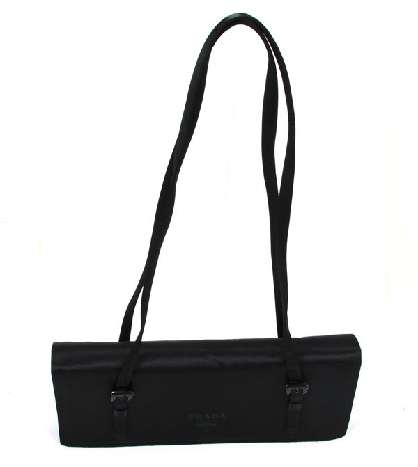 Prada Black Satin Clutch: Prada Black Satin Clutch Item Profile: GOV FILE # T-05804Asse