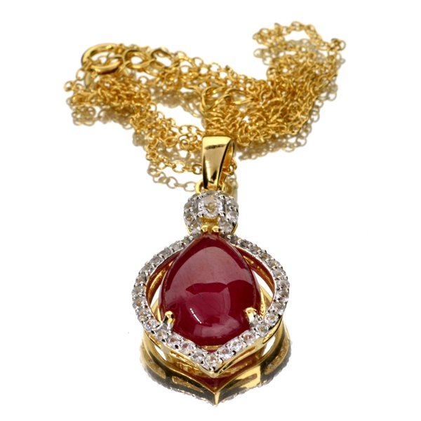 APP: 6k 6CT Ruby & Sapphire Yl/Wt 14kt Silver Pendant: 6.63CT Ruby and Sapphire Yellow/Wh