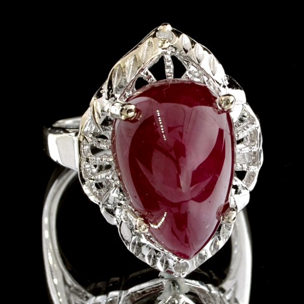 APP: 7k 13CT Ruby & Diamond Sterl Silver Ring: 13.82CT Ruby and Diamond Platinum Over Sterling Silver Ring