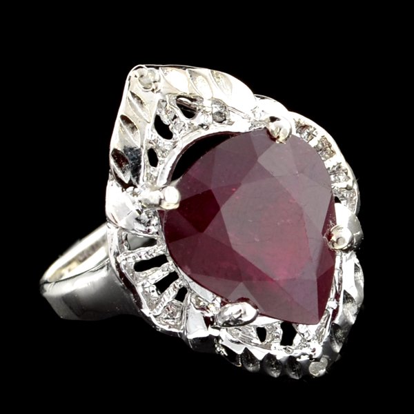 APP: 8k 7CT Ruby & Diamond Plat Over Sterl Silver Ring: 7.12CT Ruby and Diamond Platinum Over Sterling Silver Ring