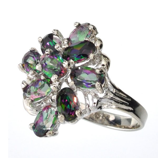 APP: 1k 4CT Oval Cut Imperial Topaz & Silver Ring: 4.43CT Oval Cut Imperial Topaz and Platinum Over Ste