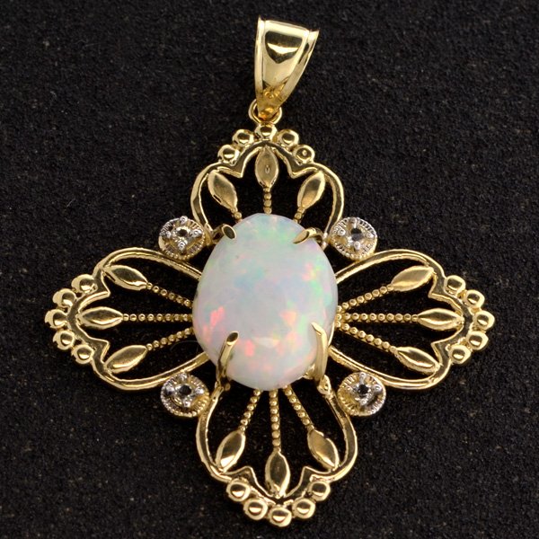 APP: 4k 14kt Yellow & Wt Gold, 3CT Opal & Topaz Pendant: 14 kt. Yellow and White Gold, 3.99CT Crystal Opal a