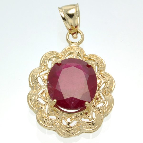 APP: 9.4k 14 kt. Gold, 8.81CT Oval Cut Ruby Pendant: 14 kt. Gold, 8.81CT Oval Cut Ruby Pendant Retail Replacement Value: