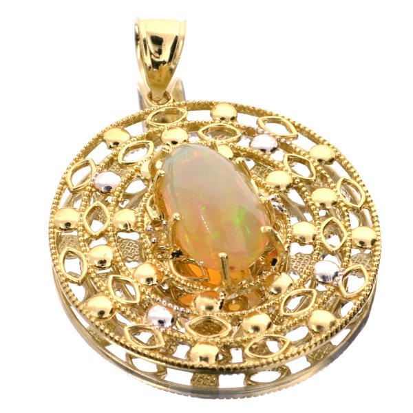 APP: 7k 14kt Yellow & Wt Gold, 5CT Opal & Topaz Pendant: 14 kt. Yellow and White Gold, 5.77CT Crystal Opal a