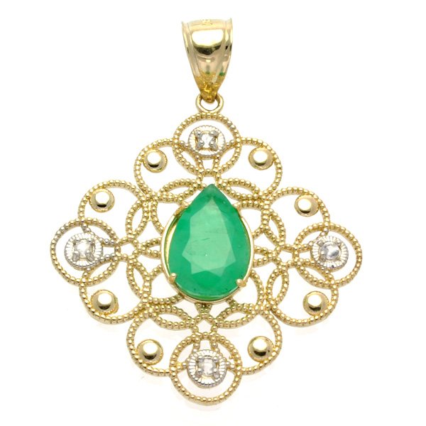 APP: 5k 14 kt Wt & Yellow Gold Emerald & Topaz Pendant: 14 kt White and Yellow Gold, 2.73CT Emerald and Topaz Pe