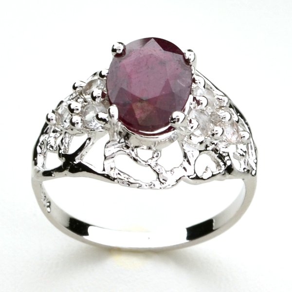 APP: 2k 1CT Ruby & Topaz Plat Over Sterl Silver Ring: 1.66CT Ruby and Topaz Platinum Over Sterling Silver Ring Ret