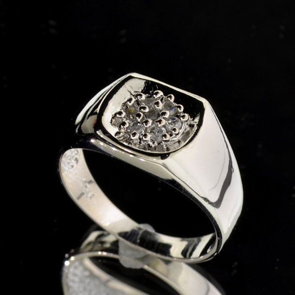 APP: 1k Round Cut Diamond & Silver Rolex Style Ring: 0.15CT Round Cut Diamond and Platinum Over Ste