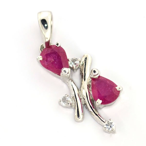 APP: 3k 1CT Ruby & Topaz Sterl Silver Pendant: 1.93CT Ruby and Topaz Platinum Over Sterling Silver Pendant