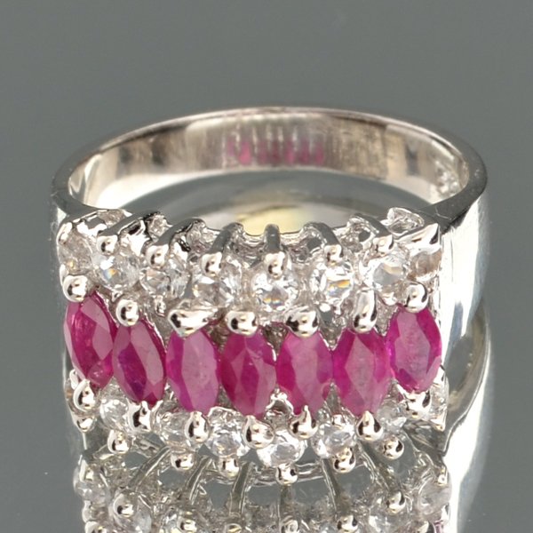 APP: 1k Ruby & Topaz Plat Over Sterl Silver Ring: 0.64CT Ruby and Topaz Platinum Over Sterling Silver Ring Ret