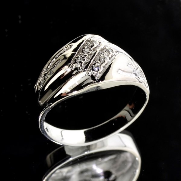 APP: 1k Round Cut Diamond & Silver Rolex Style Ring: 0.07CT Round Cut Diamond and Platinum Over Ste