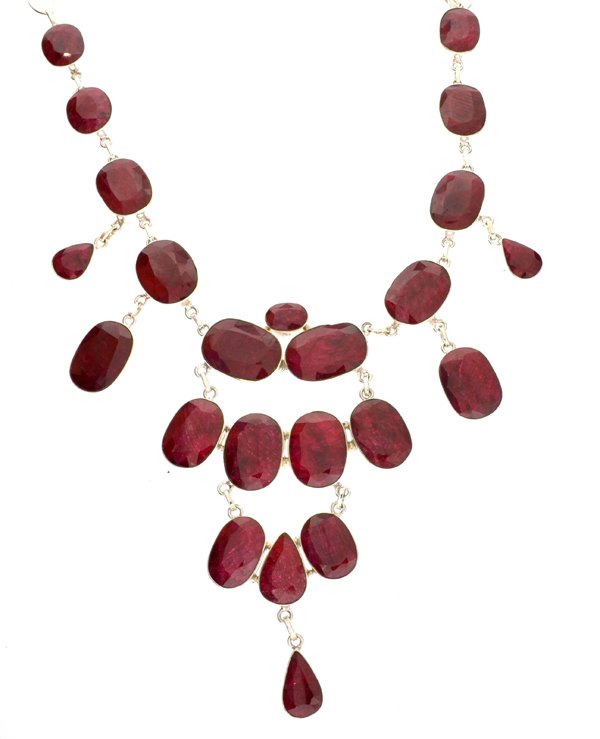 APP: 25k 360CT Mixed Cut Ruby & Sterl Silver Necklace: 360.55CT Mixed Cut Ruby and Sterling Silver Necklace Retail