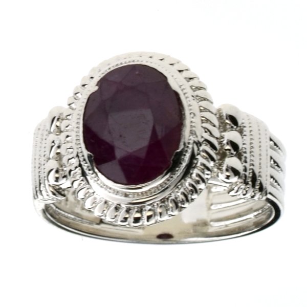 APP: 3k 2CT Oval Cut Ruby & Sterl Silver Ring: 2.15CT Oval Cut Ruby and Platinum Over Sterling Silver Ring