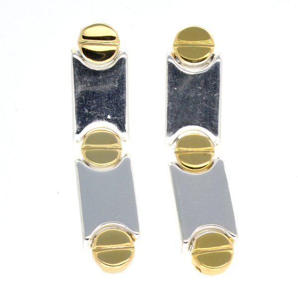 Cartier Style 14kt Gold, Over Sterling Silver Earrings: Cartier Style 14 kt. Gold, Over Sterling Silver Earrings Item P