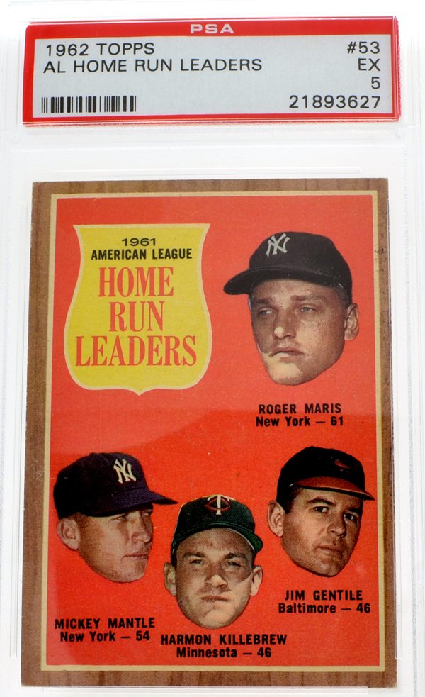 1962 Topps Home Run Mickey Mantle Roger Maris NY PSA: 1962 Topps Al Hom
