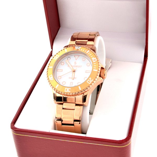 Men's Peugeot Quartz Stainless Diamond Watch On Case: Men's Peugeot Quartz Stainless Steel Diamond Watch On Case