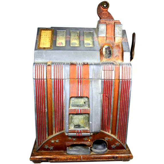 Unrestored Vintage 5 cent Slot Machine: Unrestored Vintage 5 cent Slot Machine Item Profile: <