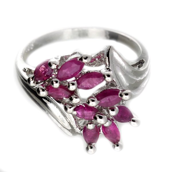 APP: 1k 1CT Marquise Cut Ruby & Sterl Silver Ring: 1.01CT Marquise Cut Ruby and Platinum Over Sterling Silver