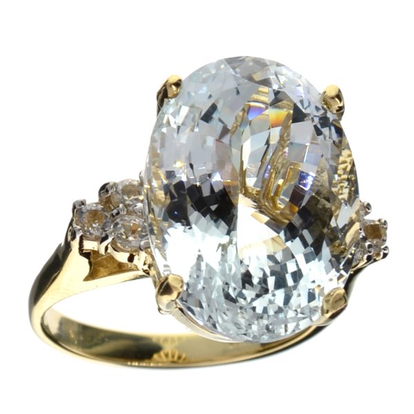 APP: 22k 14kt Wt/Yl Gold, 13CT Aquamarine & Topaz Ring: 14 kt. White/Yellow Gold, 13.06CT Aquamarine And Topaz Ring