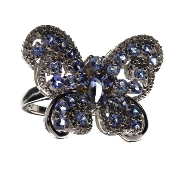 APP: 12k 3CT Tanzanite & Diamond Sterl Silver Ring: 3.60CT Tanzanite And Diamond Platinum Over Sterling Silve