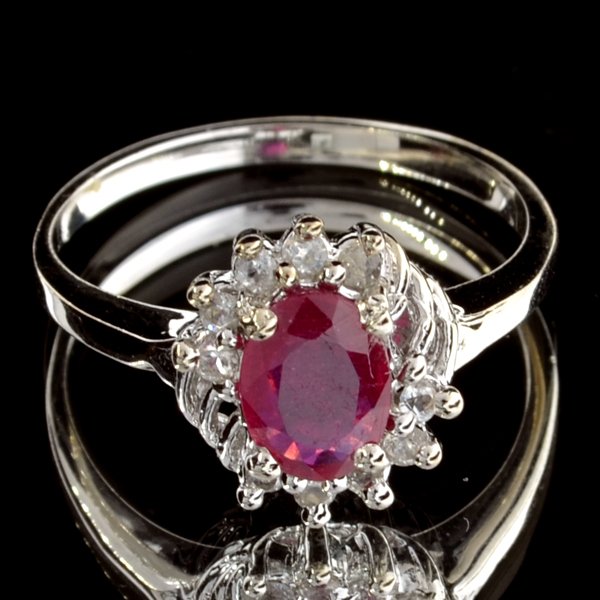 APP: 1k 0CT Ruby & Topaz Plat Over Sterl Silver Ring: 0.67CT Ruby and Topaz Platinum Over Sterling Silver Ring Ret