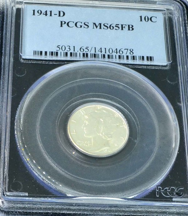 1941-D PCGS MS65FB Winged Liberty Head Dime Coin: 1941-D PCGS MS65FB Winged Liberty Head Dime Coin Item Profile: GOV