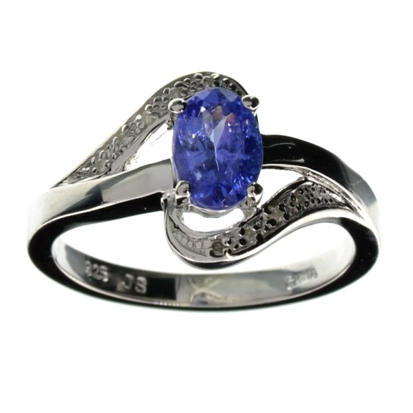 APP: 4k 0CT Tanzanite & Diamond Sterl Silver Ring: 0.79CT Tanzanite And Diamond Platinum Over Sterling Silver