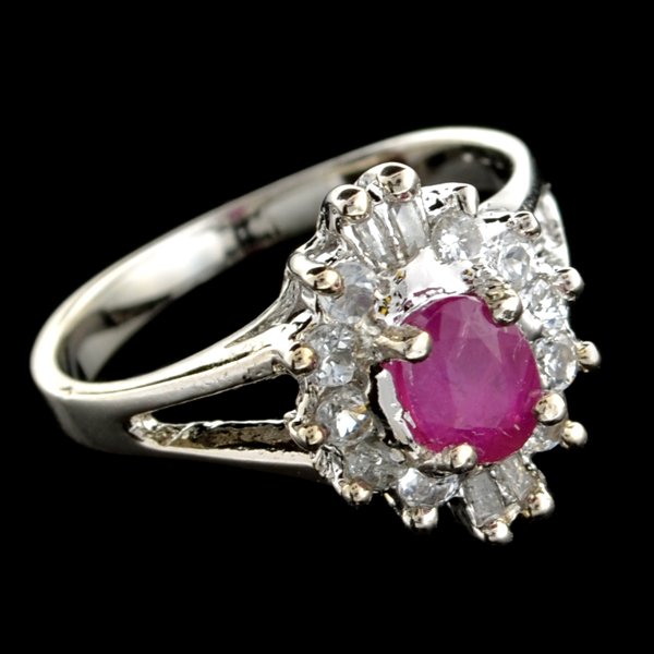 APP: 1k 0CT Ruby & Diamond Plat Over Sterl Silver Ring: 0.68CT Ruby and Diamond Platinum Over Sterling Silver Ring