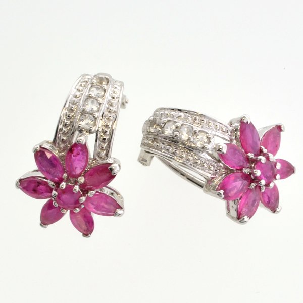 APP: 2k 3CT Ruby & Topaz Sterl Silver Earrings: 3.11CT Ruby and Topaz Platinum Over Sterling Silver Earri