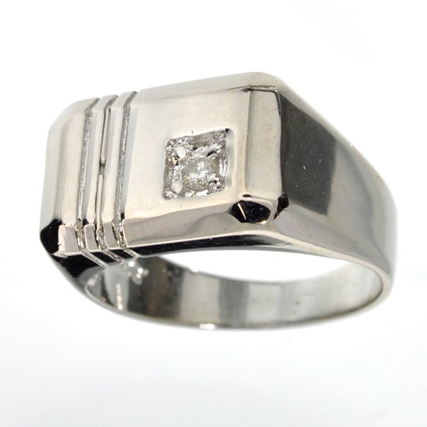 APP: 1k Round Cut Diamond & Silver Rolex Style Ring: 0.05CT Round Cut Diamond and Platinum Over Ste