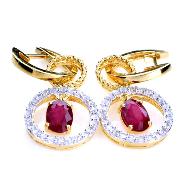 APP: 1k 2.24CT Ruby & Sapphire Sterling Silver Earrings: 2.24CT Ruby and Sapphire Sterling Silver Earrings Retail Replac