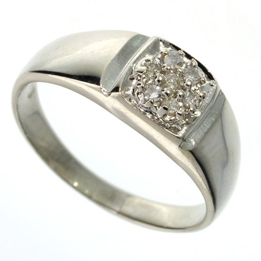 APP: 1k Round Cut Diamond & Silver Rolex Style Ring: 0.20CT Round Cut Diamond and Platinum Over Ste