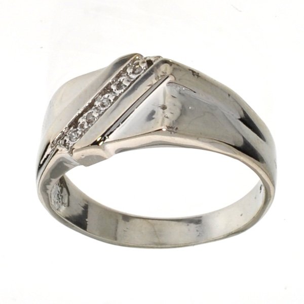 APP: 1k Round Cut Diamond & Silver Rolex Style Ring: 0.08CT Round Cut Diamond and Platinum Over Ste