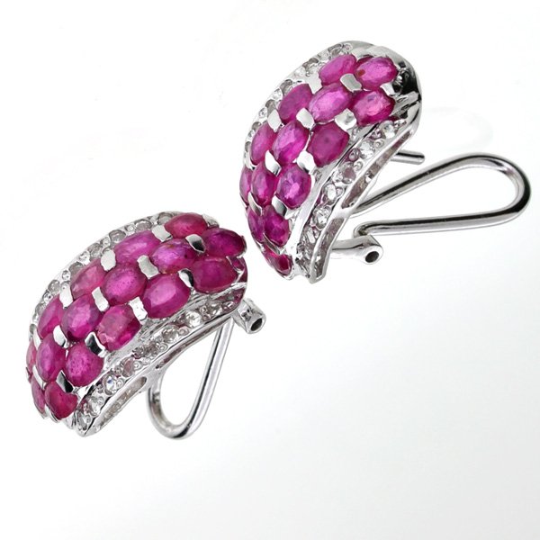 APP: 7k 3CT Ruby & Topaz Sterl Silver Earrings: 3.75CT Ruby and Topaz Platinum Over Sterling Silver Earri