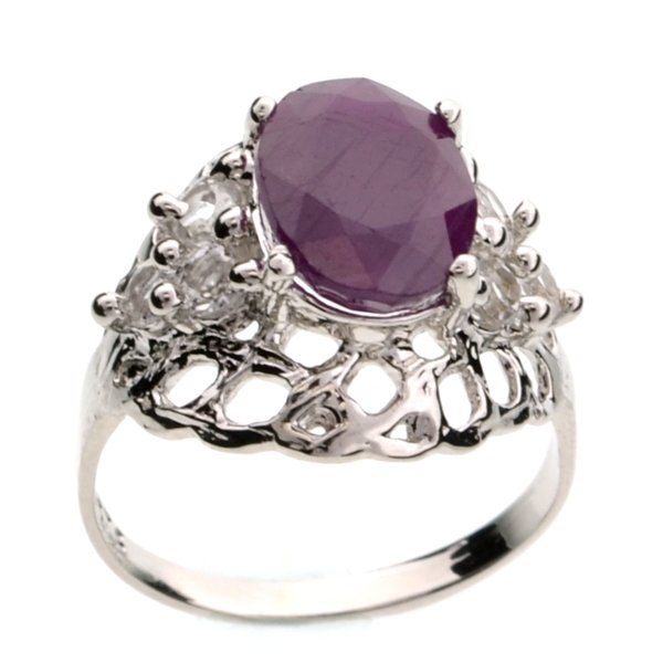 APP: 3k 2CT Ruby & Topaz Plat Over Sterl Silver Ring: 2.32CT Ruby and Topaz Platinum Over Sterling Silver Ring Ret