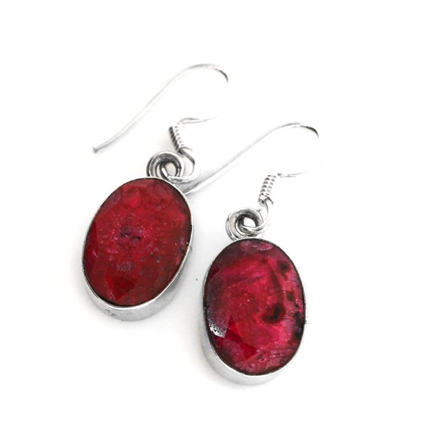 APP: 2k 13 CT Oval Cut Ruby & Sterling Silver Earrings: 13.97CT Oval Cut Ruby and Sterling Silver Earrings Retail Repl