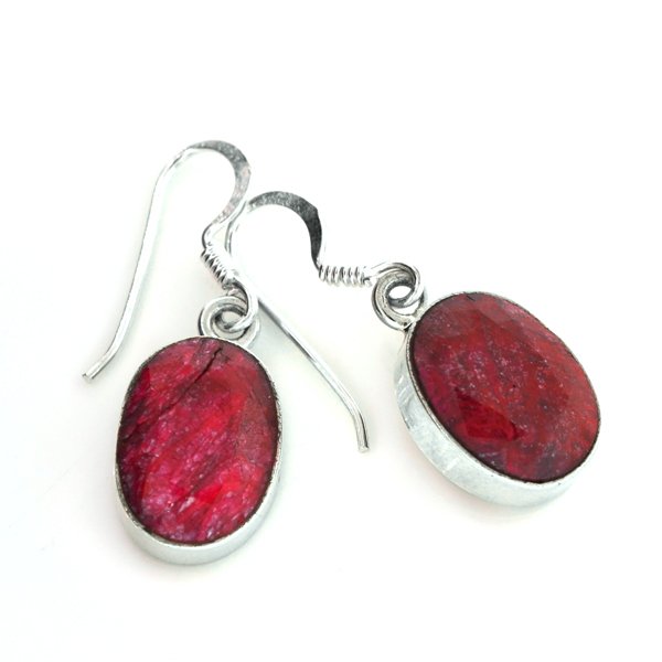 APP: 2k 13 CT Oval Cut Ruby & Sterling Silver Earrings: 13.34CT Oval Cut Ruby and Sterling Silver Earrings Retail Repl
