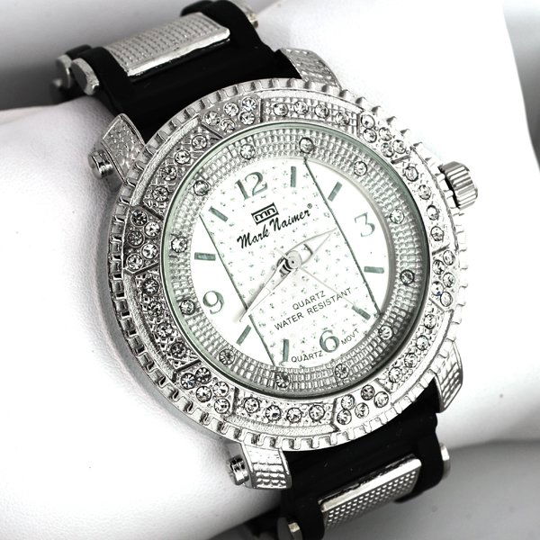 Mark Naimer Men's Silver & Diamond Round Watch: Mark Naimer Men's Silver & Diamond Round Watch Item Profile: GOV