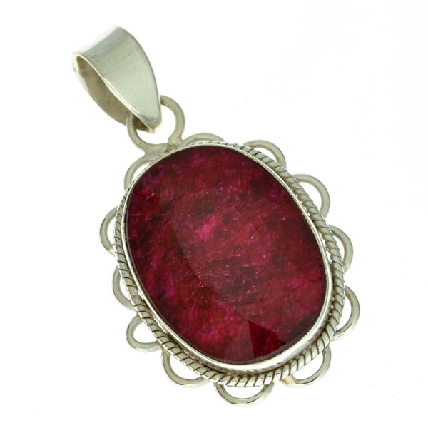 APP: 3k 23.39CT Oval Cut Ruby & Sterling Silver Pendant: 23.39CT Oval Cut Ruby and Sterling Silver Pendant Retail Replace